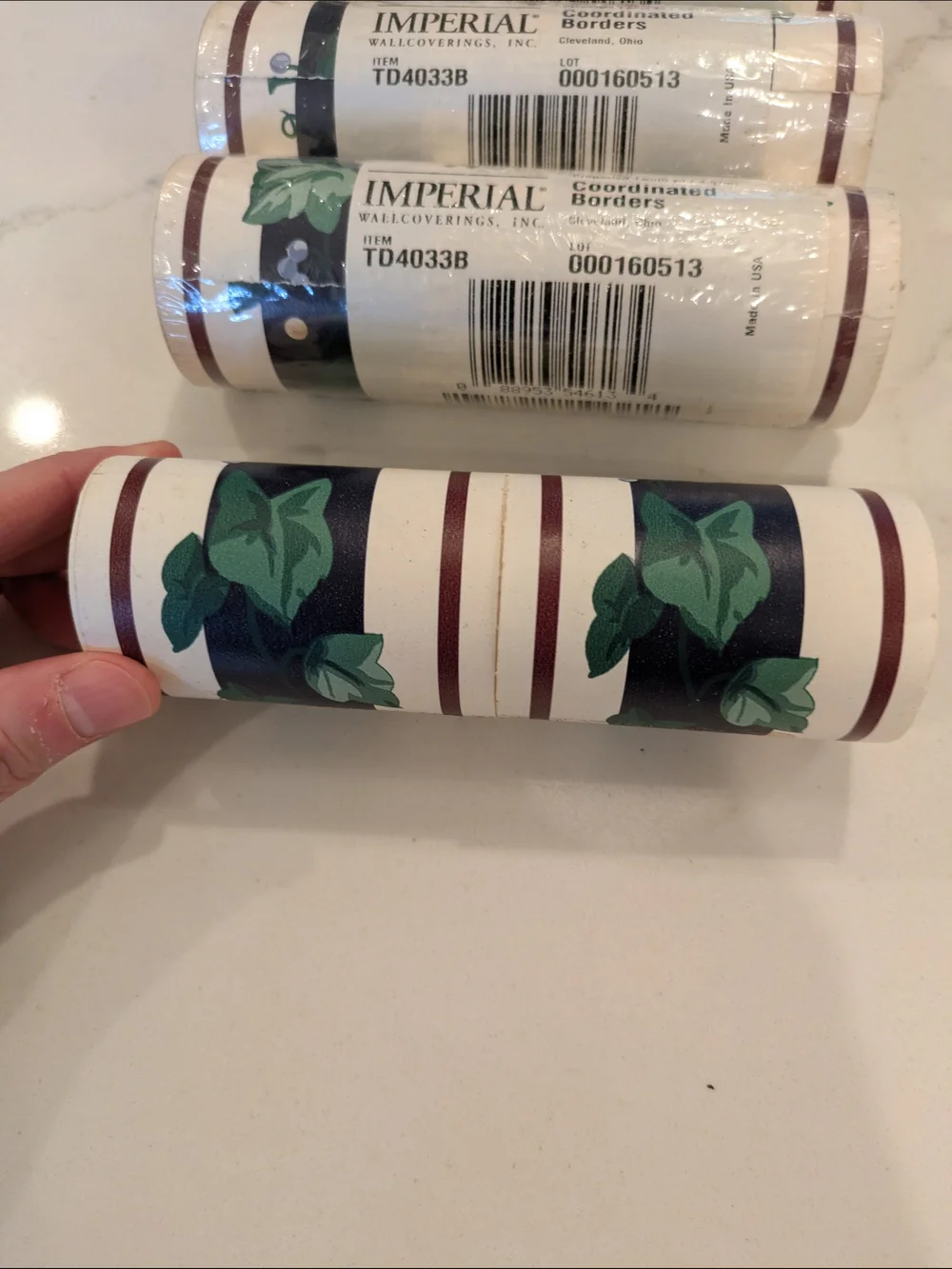 Early 2000s Imperial Coordinated Borders Wallpaper Roll - Green Floral Accent